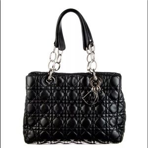 CHRISTIAN DIOR Black Leather Quilted Lady Dior Bag